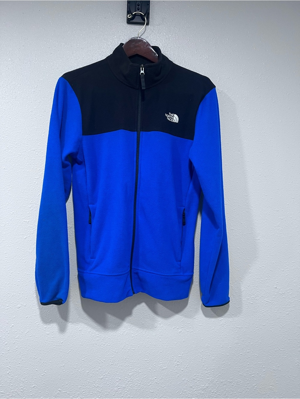 North Face PolarTec Full Zip Fleece Jacket Blue Circular Design Men’s Size Small